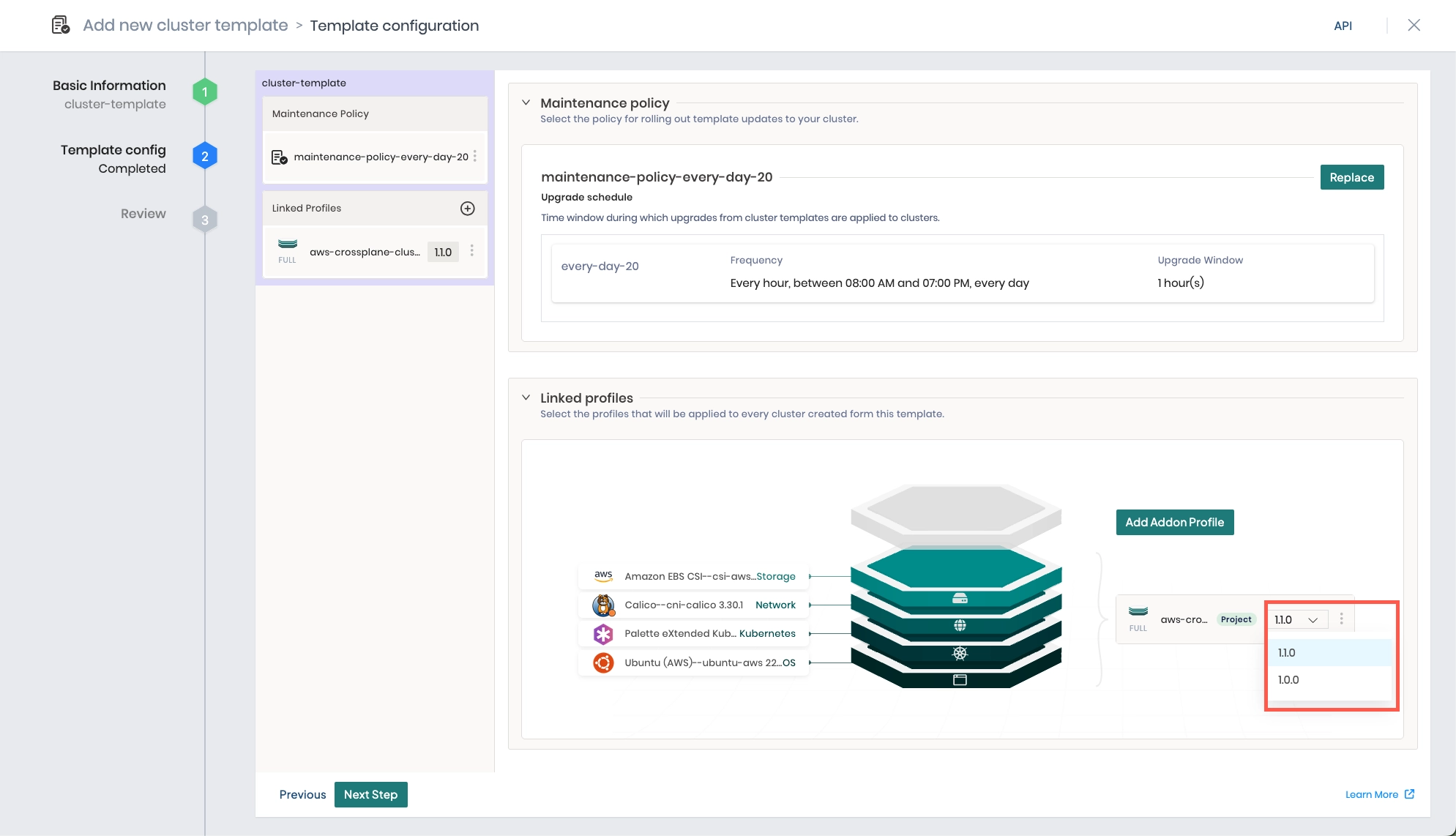 Configuring a cluster template